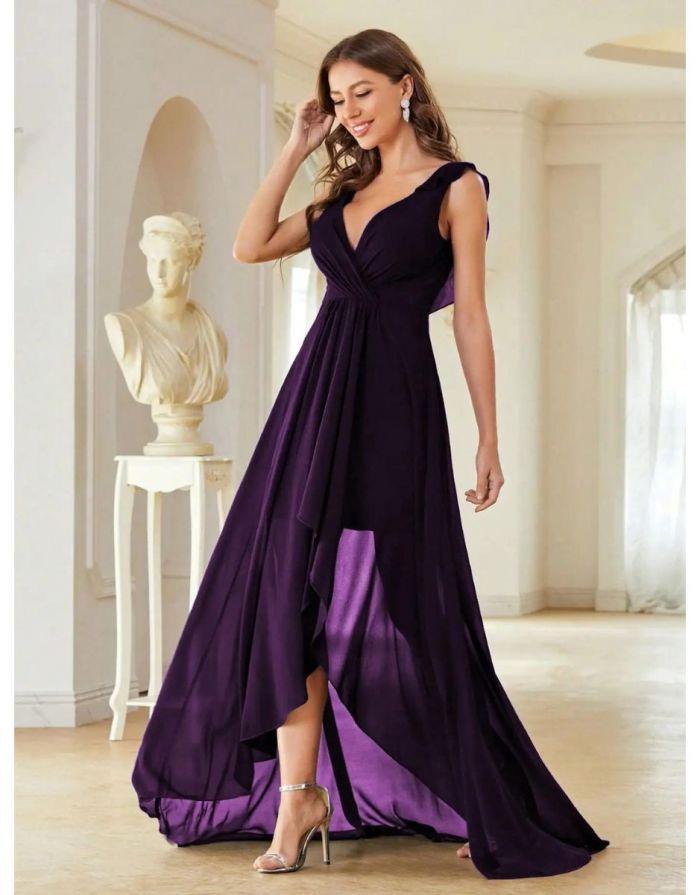 Vestido Longo Decote V Flare