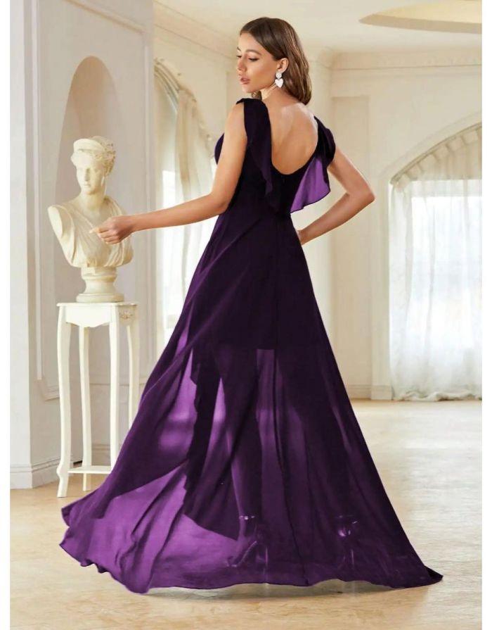 Vestido Longo Decote V Flare