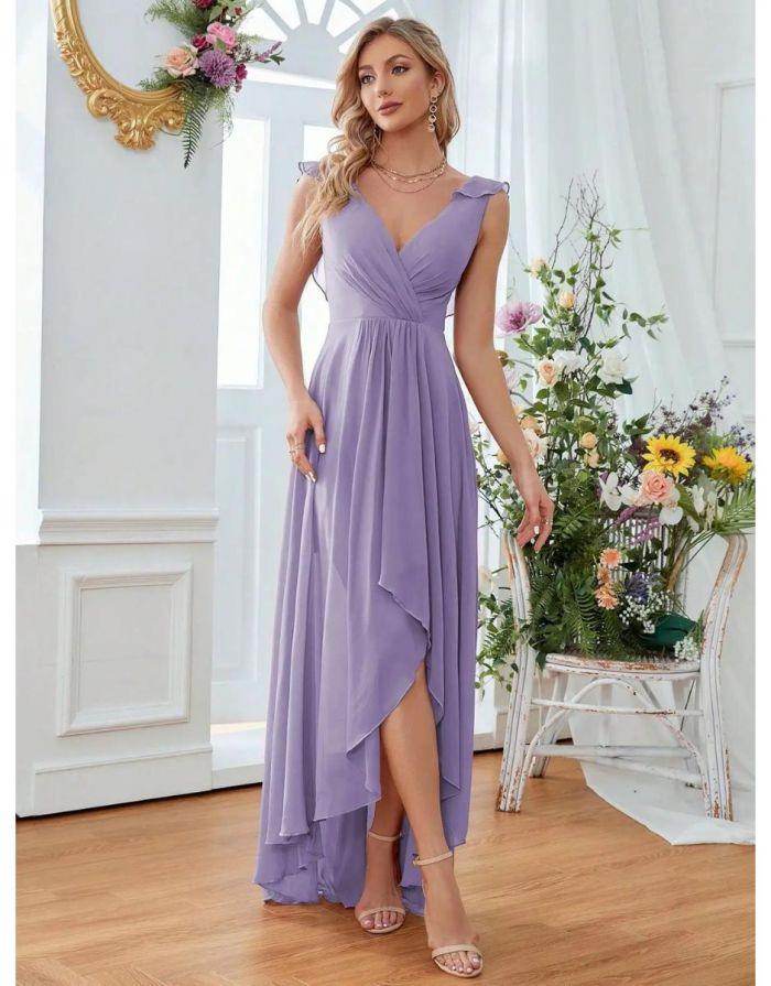 Vestido Longo Decote V Flare