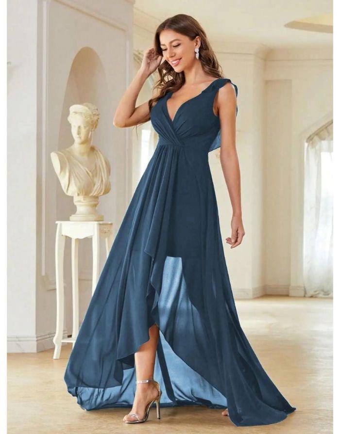 Vestido Longo Decote V Flare