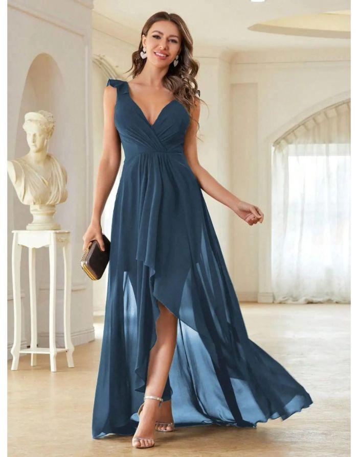 Vestido Longo Decote V Flare