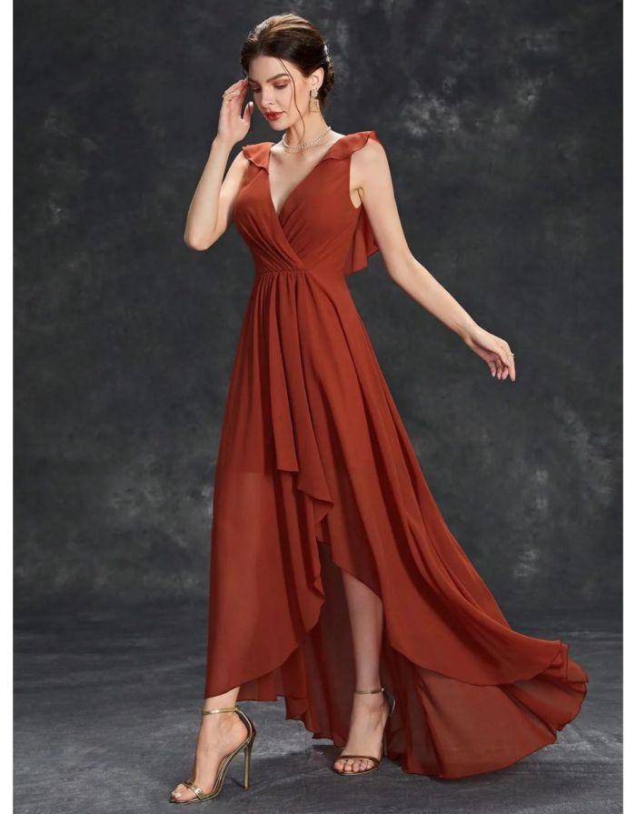 Vestido Longo Decote V Flare