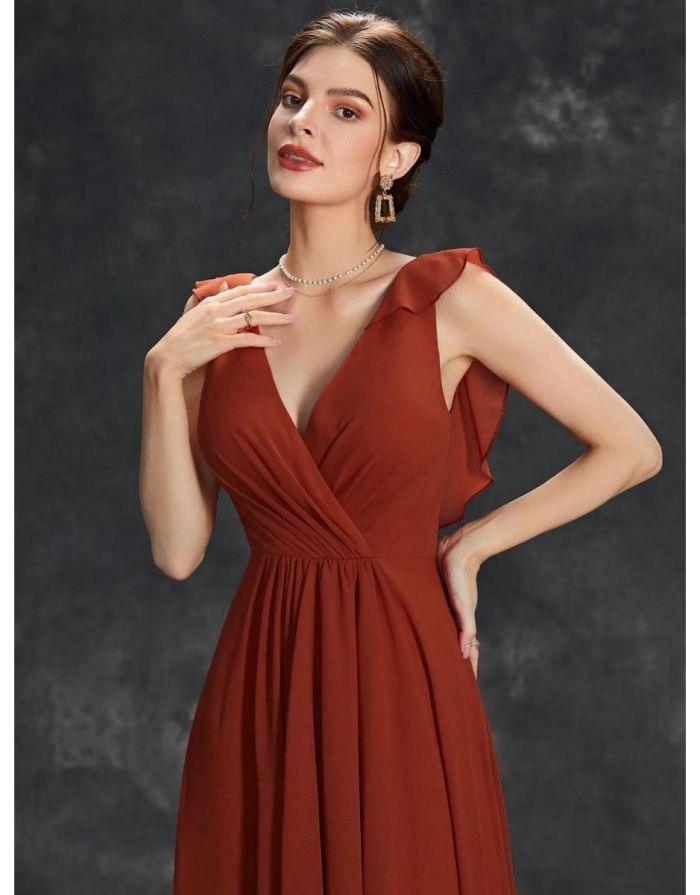 Vestido Longo Decote V Flare