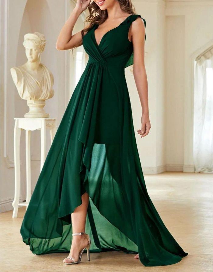 Vestido Longo Decote V Flare