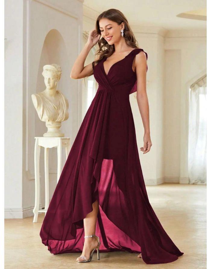 Vestido Longo Decote V Flare