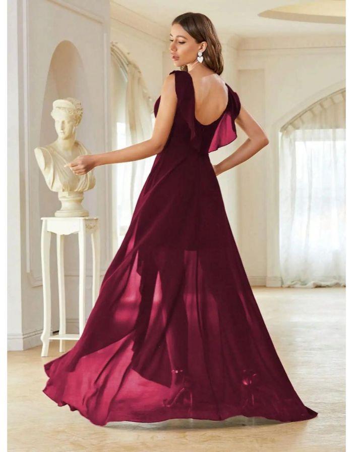 Vestido Longo Decote V Flare