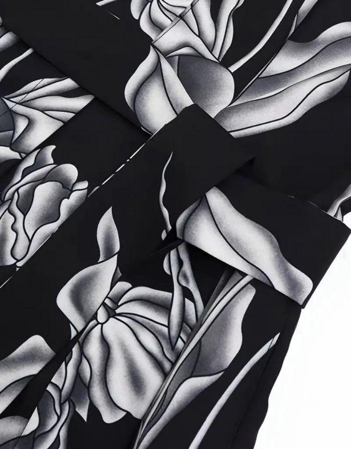 Vestido Longo Estampa Floral Botões Frontais com Bolso