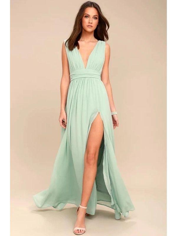 Vestido Longo Verde Claro Lara