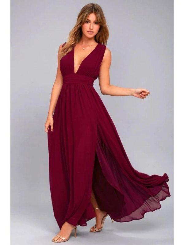 Vestido Longo Vinho Borgonha Lara