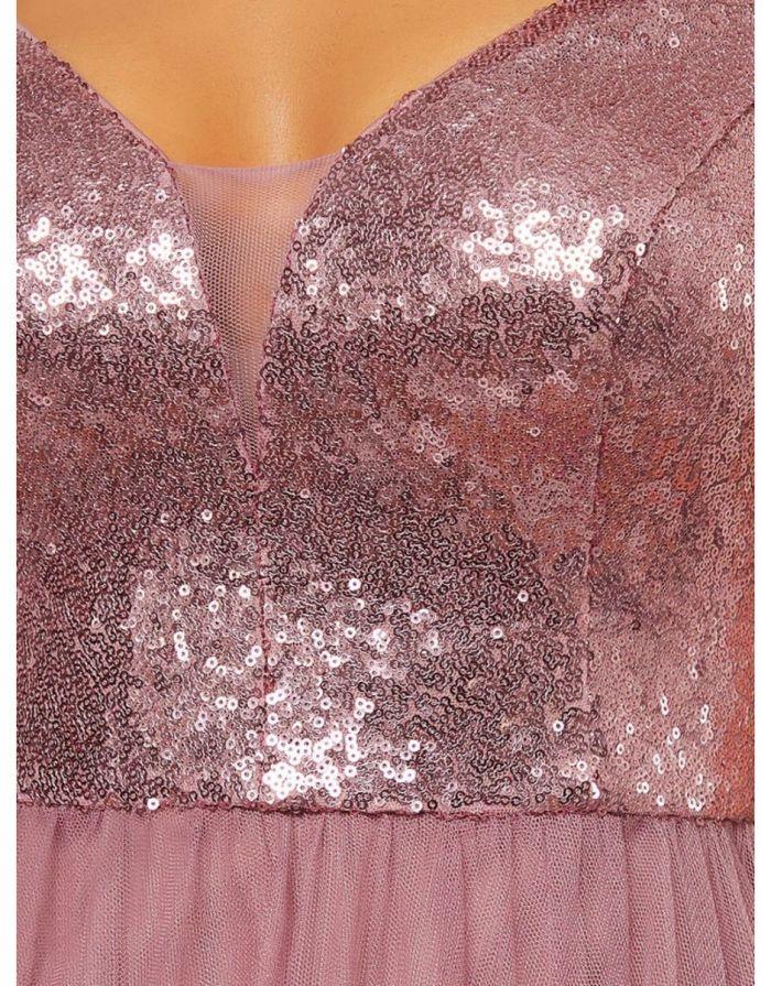 Vestido Orquídea Longo Paête em Decote em V