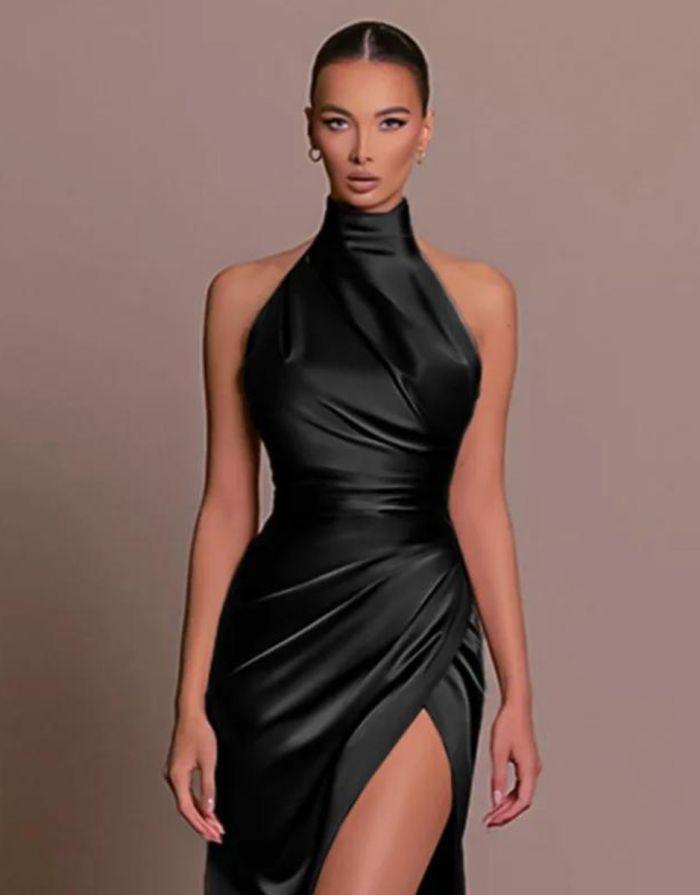 Vestido Preto Longo Seda Serenity