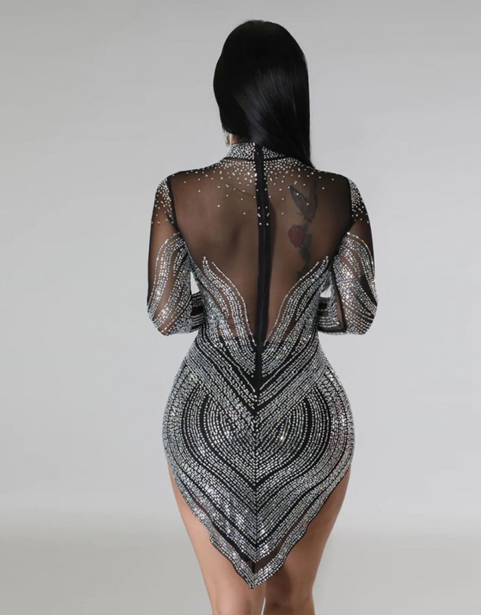 Vestido Preto Transparente Diamante