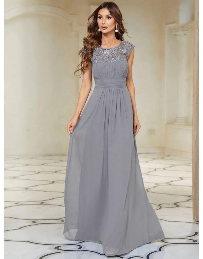 Vestido Rebanho Longo Decote em O Off Mangas