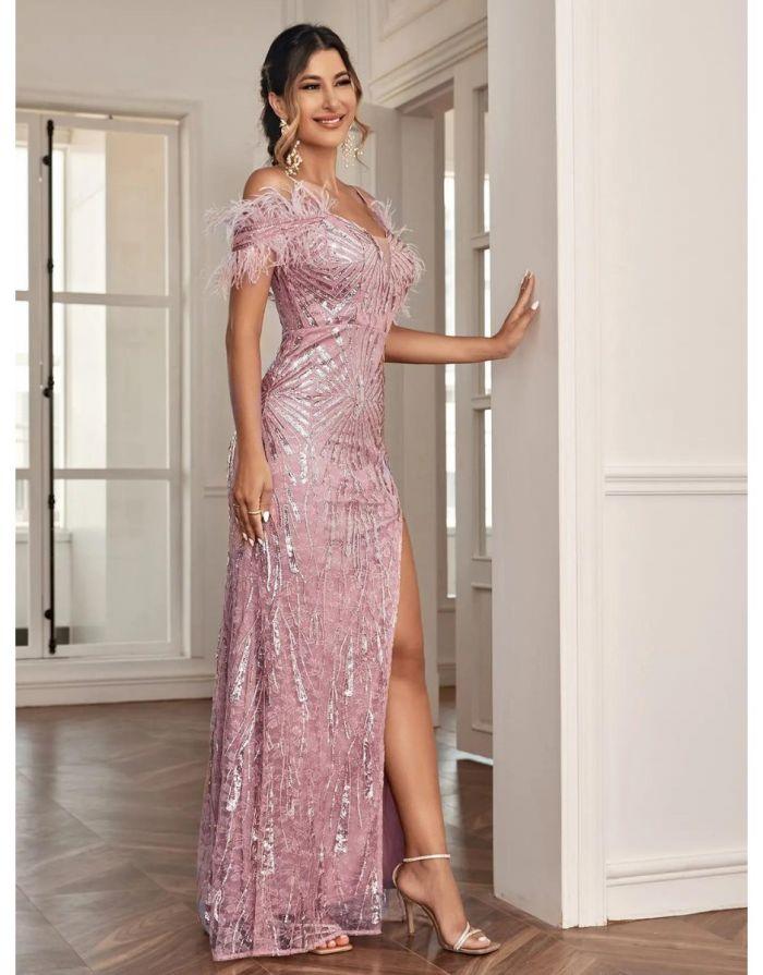 Vestido Rosa Longo Diya
