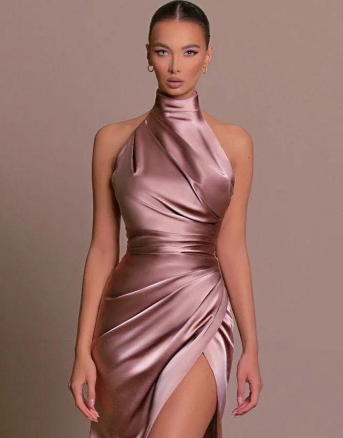 Vestido Rosa Longo Seda Serenity