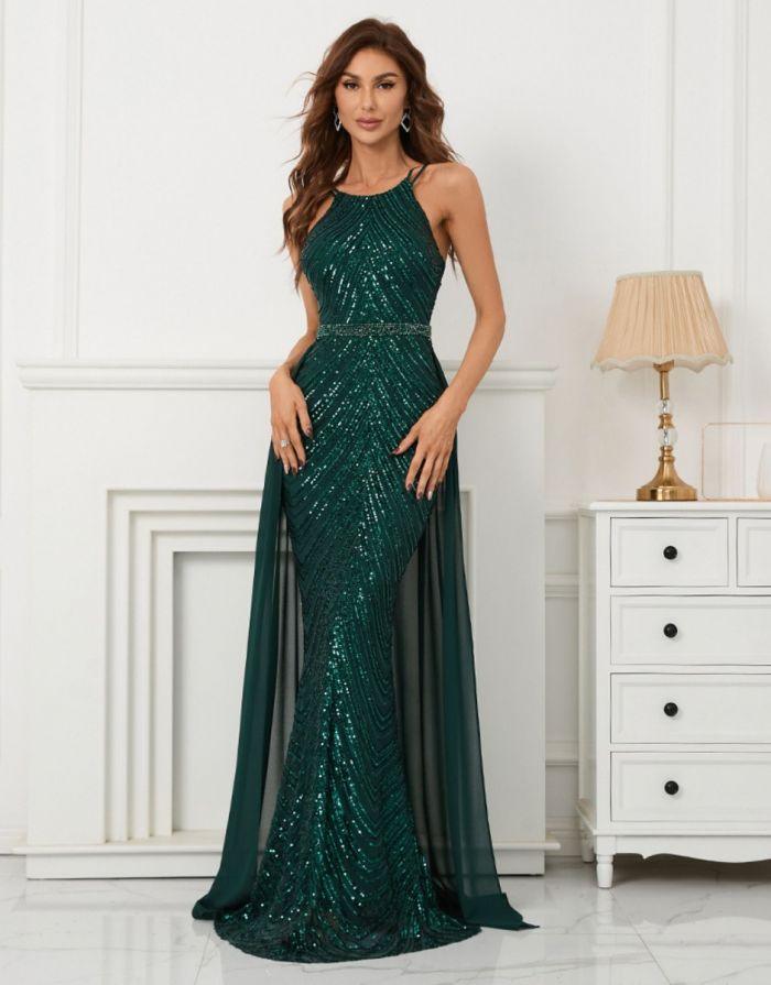 Vestido Verde Longo Trompete Louise