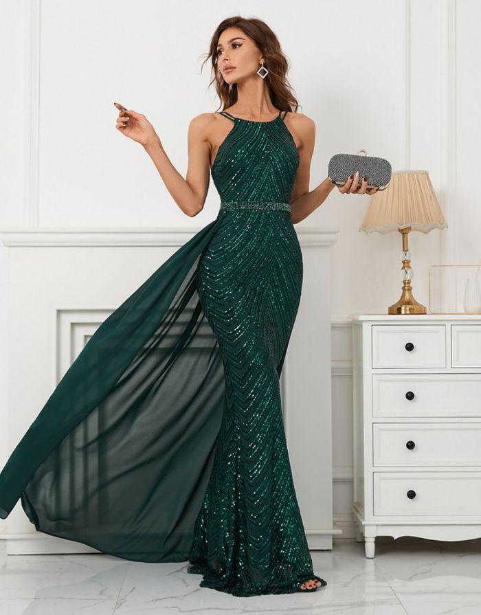 Vestido Verde Longo Trompete Louise