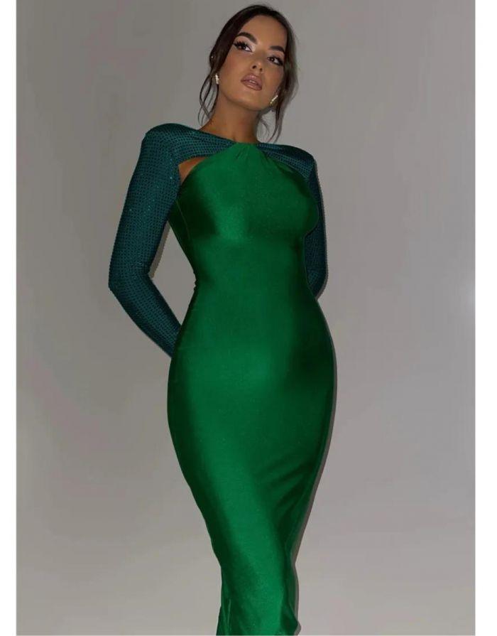 Vestido Verde Maxi New Brilhante