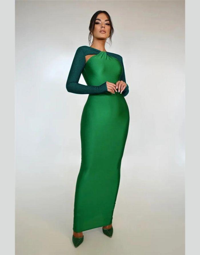 Vestido Verde Maxi New Brilhante
