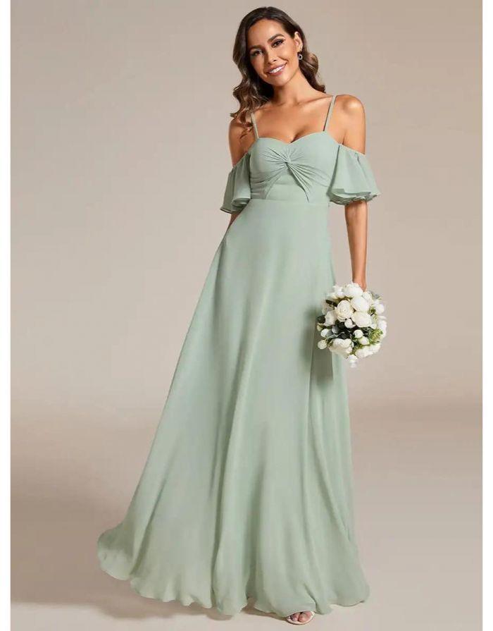 Vestido Verde Menta Longo Micaela