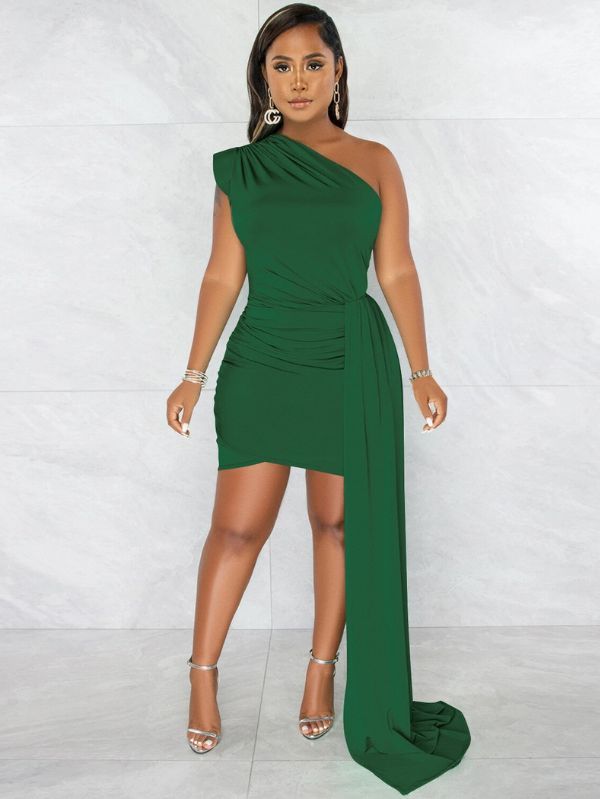 Vestido Verde Ombro Único Liz