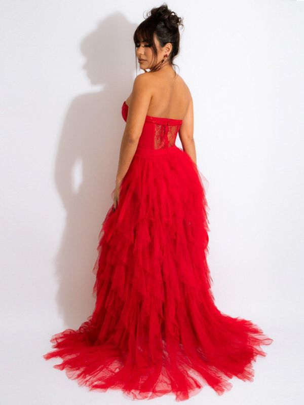 Vestido Vermelho Longo Espartilho Maxi