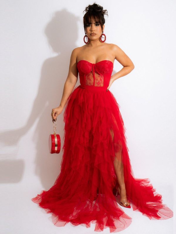 Vestido Vermelho Longo Espartilho Maxi