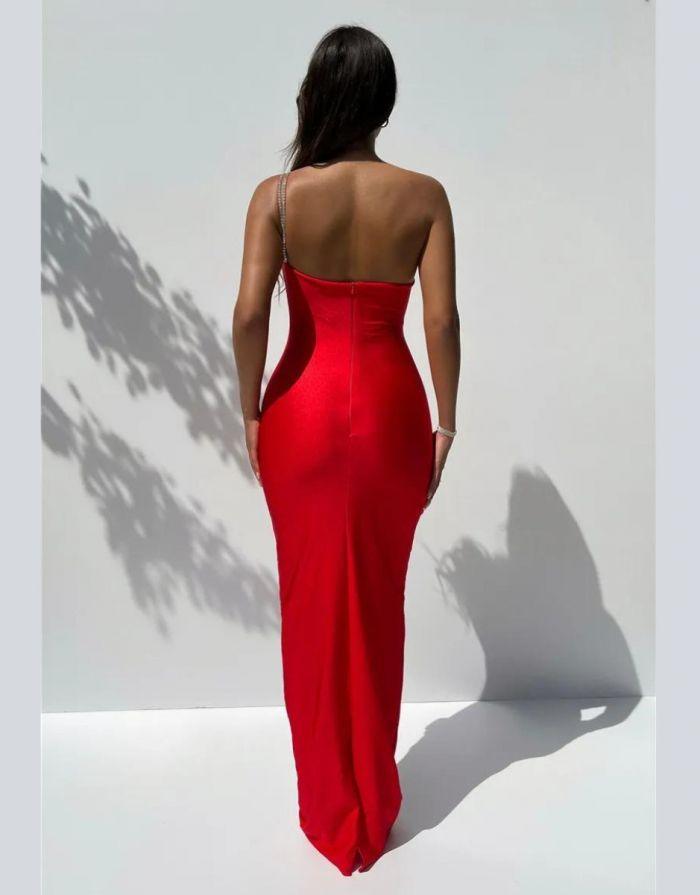 Vestido Vermelho Longo Ombro Só