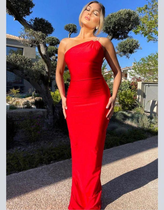 Vestido Vermelho Longo Ombro Só