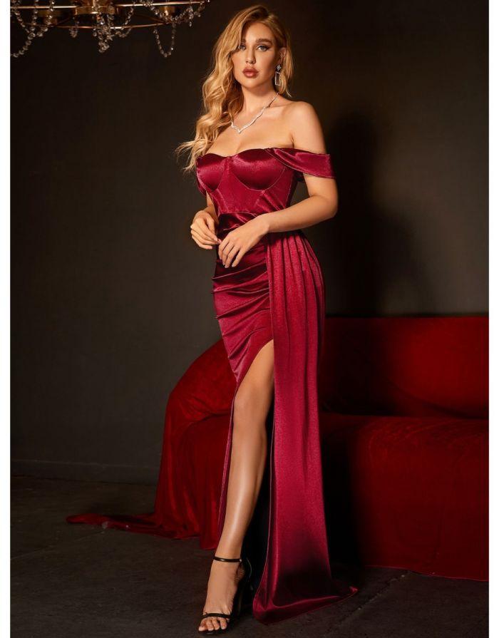 Vestido Vermelho Longo Raglan Glamour