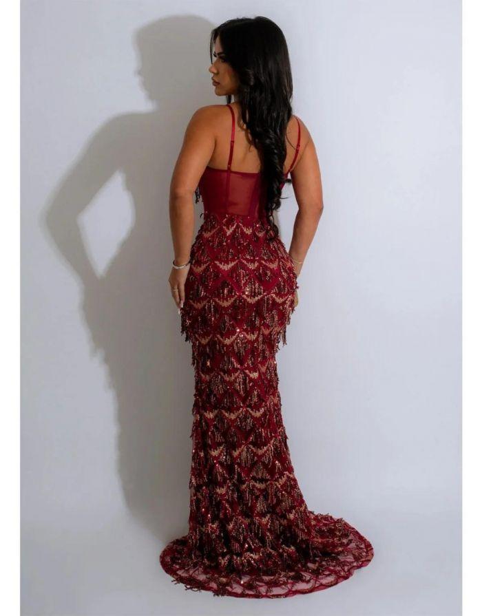 Vestido Vinho Longo Espartilho Harriet