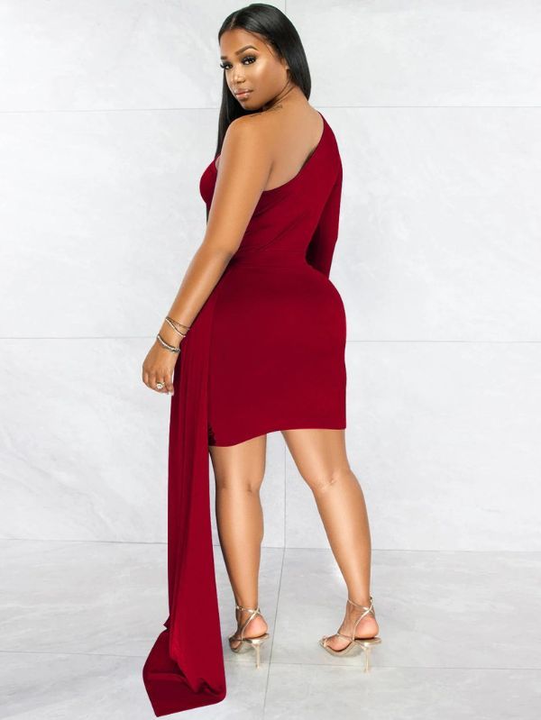 Vestido Vinho Manga Única