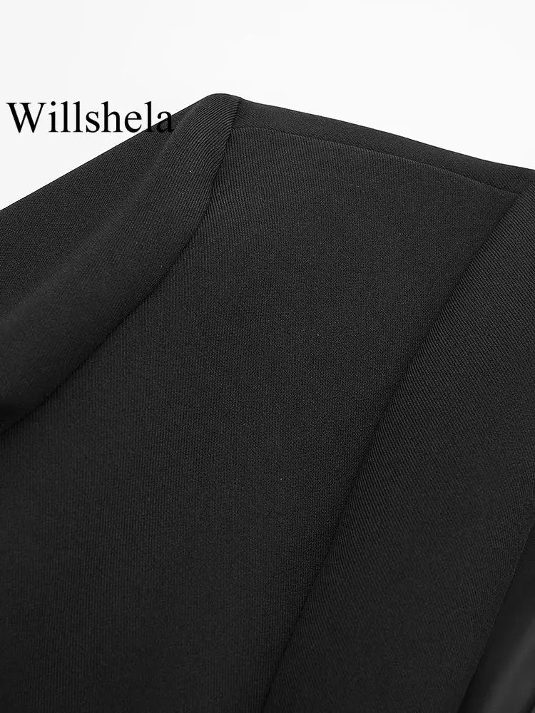 Blazer Preto Manga com Plumas