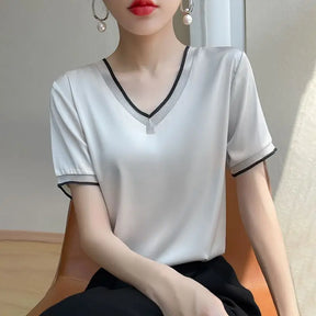 Blusa Seda Urbana com Decote em V