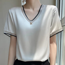 Blusa Seda Urbana com Decote em V