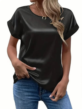 Blusa de Cetim com Manga Asa de Morcego