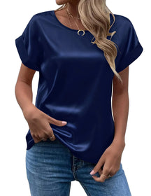 Blusa de Cetim com Manga Asa de Morcego