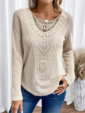 Blusa de Renda com Manga Longa