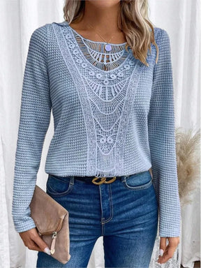 Blusa de Renda com Manga Longa