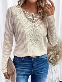 Blusa de Renda com Manga Longa