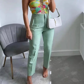 Calça Slim Alfaiataria Cintura Alta