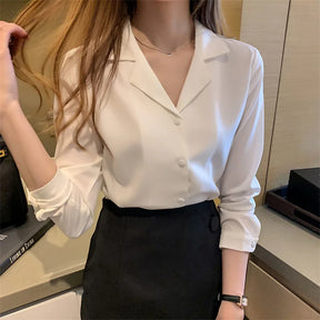 Camisa Social Feminina com Gola Entalhada