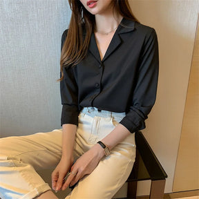 Camisa Social Feminina com Gola Entalhada