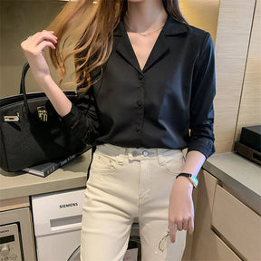 Camisa Social Feminina com Gola Entalhada