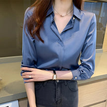 Camisa de Cetim Elegante Office Look