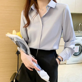 Camisa de Cetim Elegante Office Look