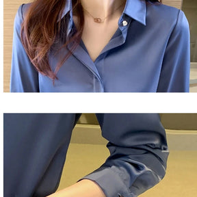 Camisa de Cetim Elegante Office Look