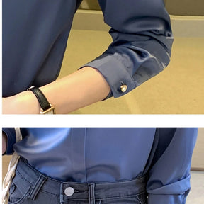 Camisa de Cetim Elegante Office Look