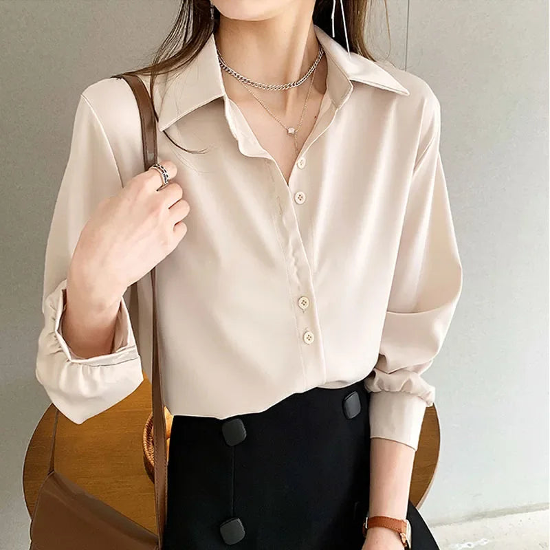 Camisa de Chiffon de Manga Longa
