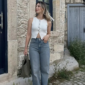 Colete de Malha Recortado Curto